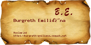 Burgreth Emiliána névjegykártya